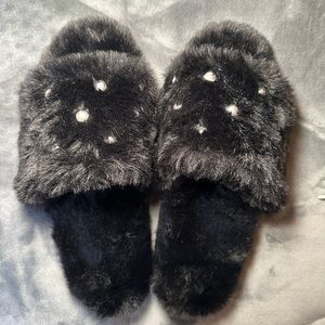 INC International Concepts Women's Imitation Pearl Faux-Fur Slide Slippers